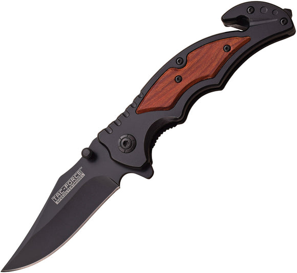 Tac Force Linerlock A/O Brown Pakkawood Handle Black Folding Clip Pt Knife 929BK