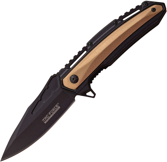Tac Force Linerlock A/O Tan & Black Handle Stainless Folding Blade Knife 930TN