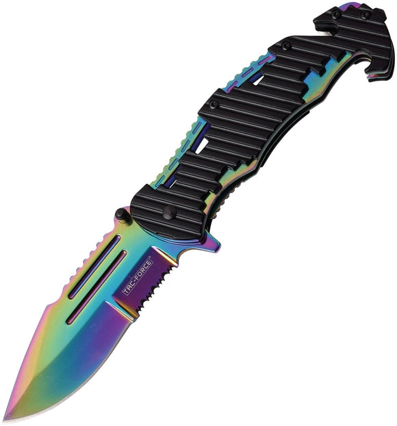 Tac Force Linerlock A/O Spectrum & Black Handle Belt Cutter Folding Knife 932RB