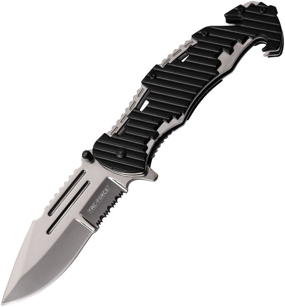 Tac Force Linerlock A/O Stonewash Black Aluminum Handle Folding Knife 932ST