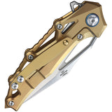 Defcon Valkyrie Framelock Yellow Titanium Folding M390 Knife 93931
