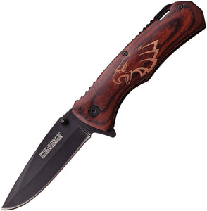 Tac Force Linerlock A/O Brown Pakkawood Eagle Handle Black Folding Knife 939EA