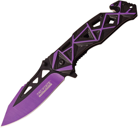 Tac Force Linerlock A/O Purple & Black Aluminum Handle Folding Blade Knife 940BP