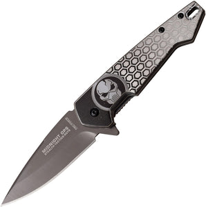 Tac Force Framelock A/O Gray TiNi Coat 3Cr13 Stainless Skull Folding Knife 951GY