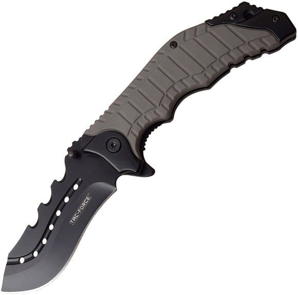 Tac Force Linerlock A/O Gray Aluminum Handle Black Finish Folding Knife 953GY