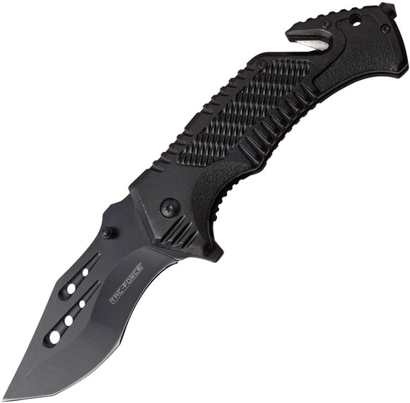 Tac Force Linerlock A/O Black Aluminum Handle Glass Breaker Folding Knife 954BK