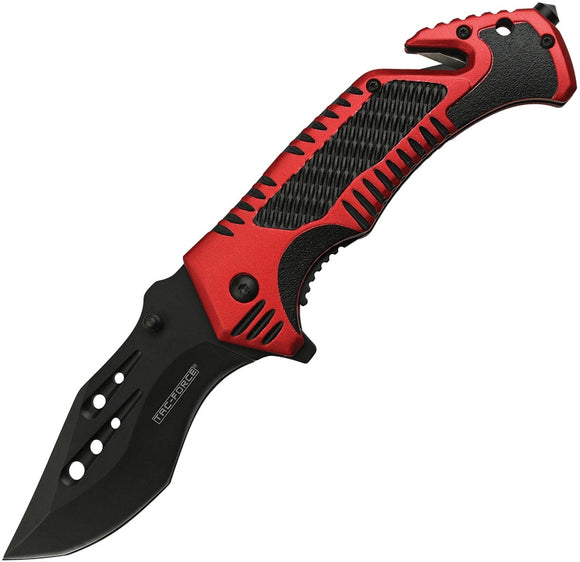 Tac Force Linerlock A/O Red & Black Handle Glass Breaker Folding Knife 954BRD