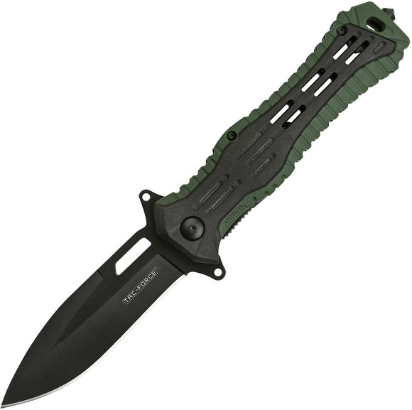 Tac Force Linerlock A/O Green & Black Stainless Spear Pt Folding Knife 955GN