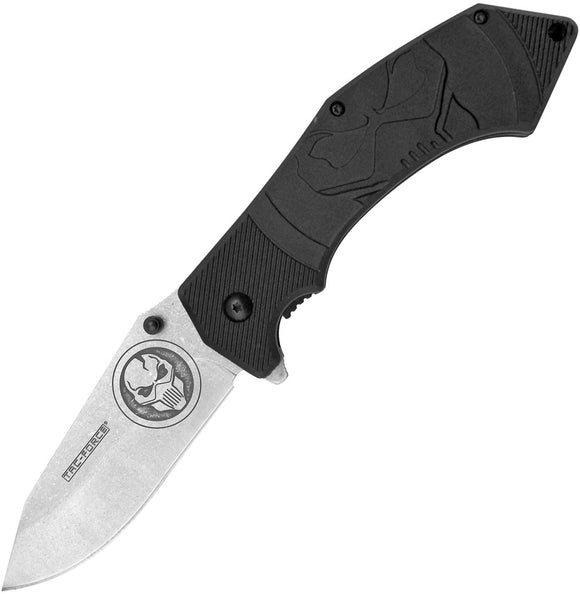 Tac Force Linerlock A/O SW Skull Handle Stainless Folding Drop Pt Knife 959SW