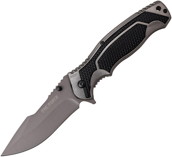 Tac Force Linerlock A/O Gray & Black Aluminum Handle Drop Pt Folding Knife 960GY