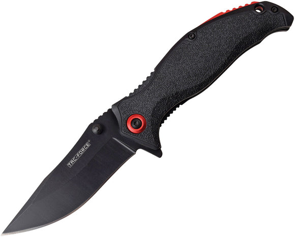 Tac Force Linerlock A/O Black/Red Aluminum 3Cr13 Drop Pt Folding Knife 964DBK