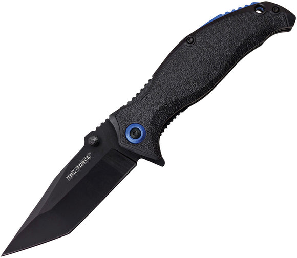 Tac Force Linerlock A/O Black/Blue Handle StainlessTanto Folding Knife 964TBK