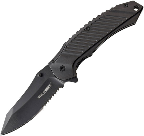 Tac Force Framelock A/O Stainless 3Cr13 Black Serrated Folding Knife 968BK