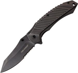 Tac Force Framelock A/O Black SW Handle 3Cr13 Part Serrated Folding Knife 968SW