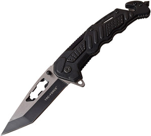 Tac Force Linerlock A/O Black Anodized Aluminum Handle Tanto Folding Knife 970BK