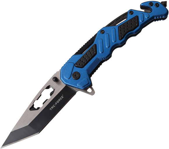 Tac Force Linerlock A/O Black & Blue Handle 3Cr13 Tanto Folding Knife 970BL