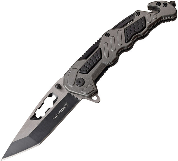 Tac Force Linerlock A/O Black & Gray Handle 3Cr13 Tanto Folding Knife 970GY