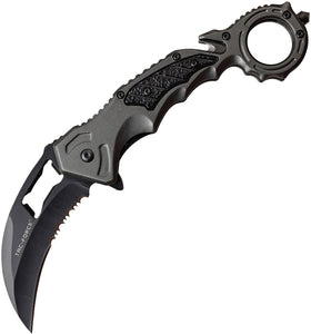 Tac Force Karambit Linerlock A/O Gray Aluminum Finger Ring Folding Knife 972GY