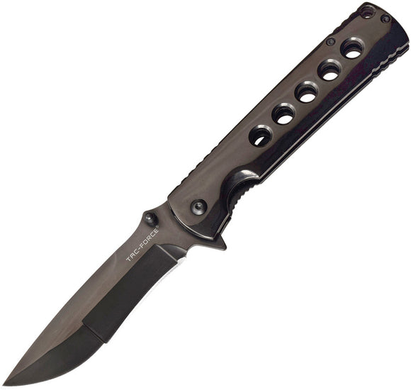 Tac Force Linerlock A/O Black TiNi Stainless Handle Drop Pt Folding Knife 973BK