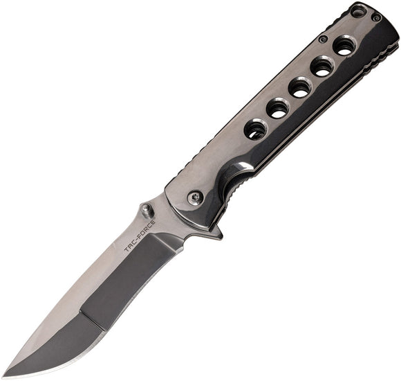 Tac Force Linerlock A/O Gray Stainless Handle Satin Drop Pt Folding Knife 973MR