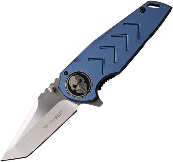 Tac Force Framelock A/O Blue Anodized Aluminum Handle Tanto Folding Knife 974BL