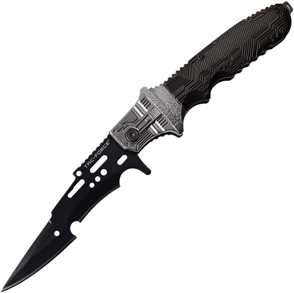 Tac Force Linerlock A/O Gray & Black Aluminum Stainless Folding Knife 975GBK