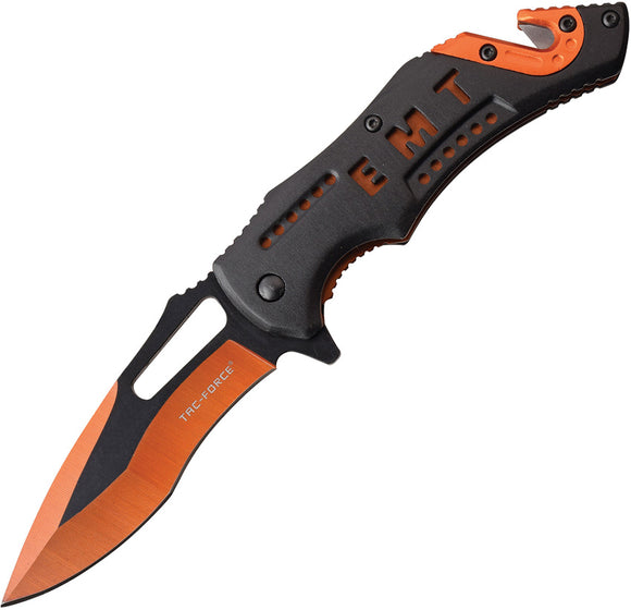 Tac Force EMT Linerlock A/O Orange & Black Blade & Handle Folding Knife 976EM