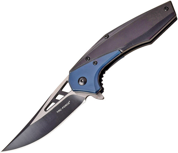 Tac Force Linerlock Blue A/O Stainless TiNi Handle Two Tone Folding Knife 977BL