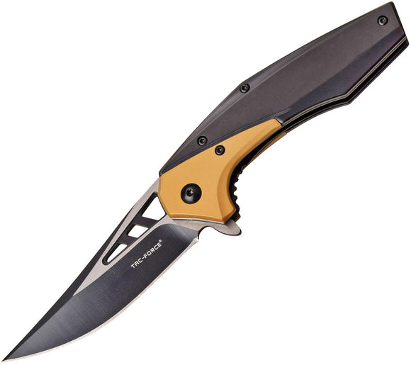Tac Force Linerlock Gold A/O Stainless TiNi Handle Two Tone Folding Knife 977CP