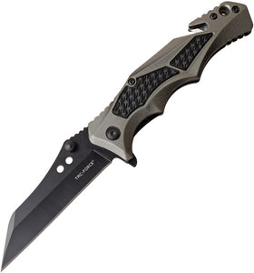 Tac Force Linerlock A/O Gray & Black Handle Belt Cutter Folding Knife 978GY