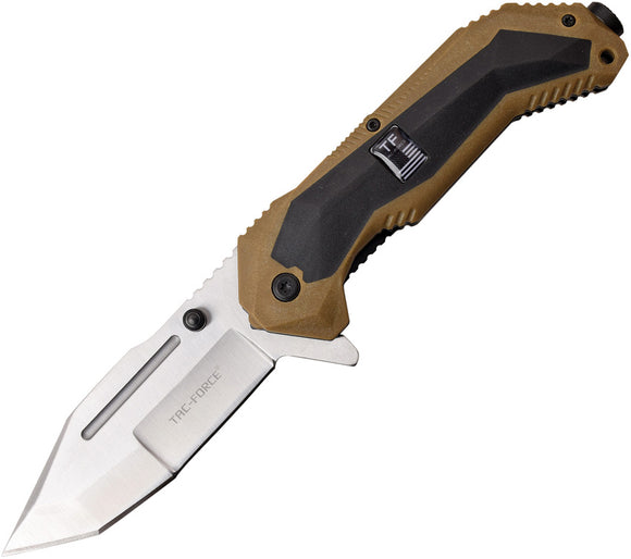 Tac Force Linerlock A/O Black & Tan FRN Handle 3Cr13 Tanto Folding Knife 980TN