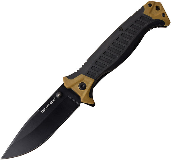 Tac Force Linerlock A/O Tan & Black FRN Handle Drop Pt Folding Knife 981TN