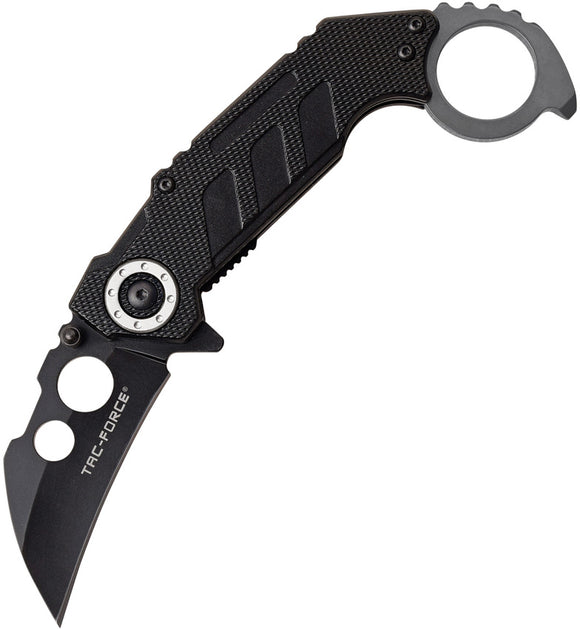 Tac Force Linerlock A/O Black Aluminum Gray Liners Finger Ring Knife 982GY