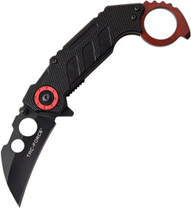 Tac Force Linerlock A/O Red & Black Anodized Aluminum Handle Folding Knife 982RD