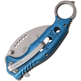 Tac Force Linerlock A/O Blue Aluminum Handle 3Cr13 Karambit Folding Knife 985BL