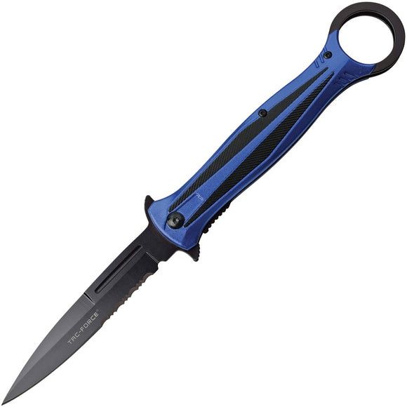 Tac Force Linerlock A/O Blue & Black Aluminum Handle 3Cr13 Folding Knife 986BL