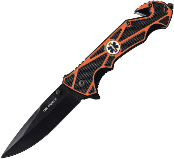 Tac Force EMT Emblem Linerlock A/O Orange & Black Handle Folding Knife 987OR