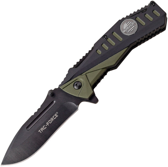 Tac Force Linerlock A/O Green & Black Aluminum Black Finish Folding Knife 988GN