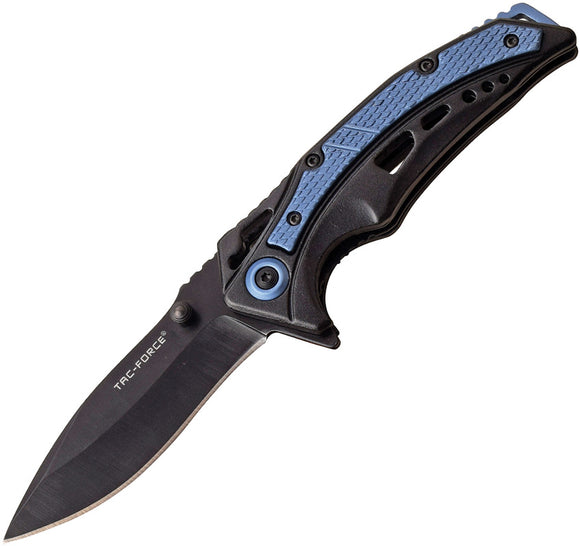 Tac Force Linerlock A/O Blue & Black Handle Folding 3Cr13 Drop Pt Knife 991BL