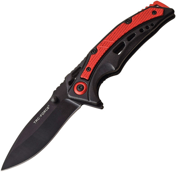 Tac Force Linerlock A/O Red & Black Handle 3Cr13 Folding Drop Pt Knife 991RD
