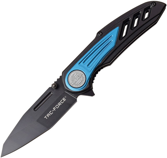 Tac Force Linerlock A/O Blue Black Anodized Aluminum Handle Folding Knife 992BL