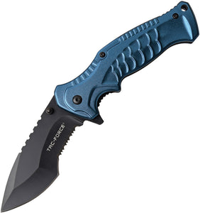 Tac Force Linerlock A/O Blue Anodized Aluminum Handle Black Folding Knife 993BL