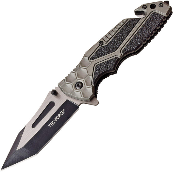 Tac Force Linerlock A/O Gray & Black Handle Two-Tone Tanto Folding Knife 994GY