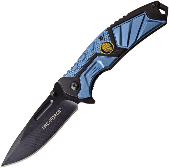 Tac Force Linerlock A/O Black & Blue Folding Drop Point Stainless Knife 995BL