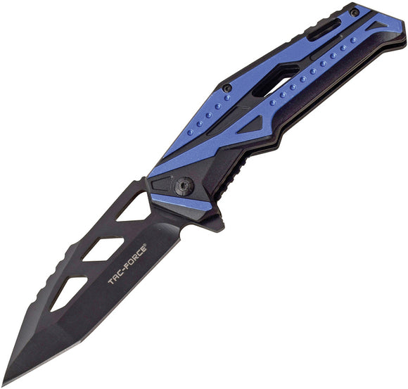 Tac Force Linerlock A/O Black & Blue Handle Folding Tanto Stainless Knife 996BL
