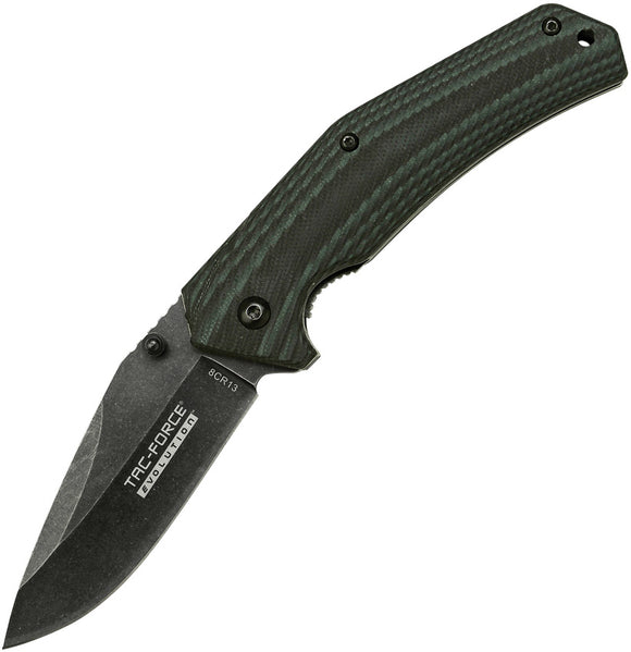 Tac Force Evolution Spring Assist A/O Black & Green G10 Folding Knife EA009BGN