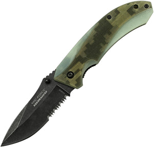 Tac Force Evolution Linerlock A/O Camo G10 Serrated Folding Knife EA011SDGCS