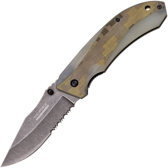 Tac Force Evolution Linerlock A/O Camo G10 Handle Drop Pt Folding Knife EA011SDG