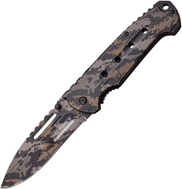 Tac Force Linerlock A/O Camo Handle Stainless Drop Pt Folding Knife EA012CA