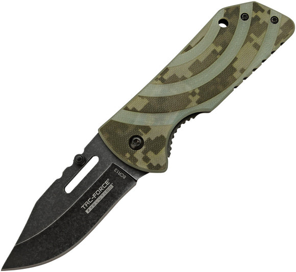 Tac Force Evolution Linerlock A/O Camo G10 Handle Black Folding Knife EA013DG